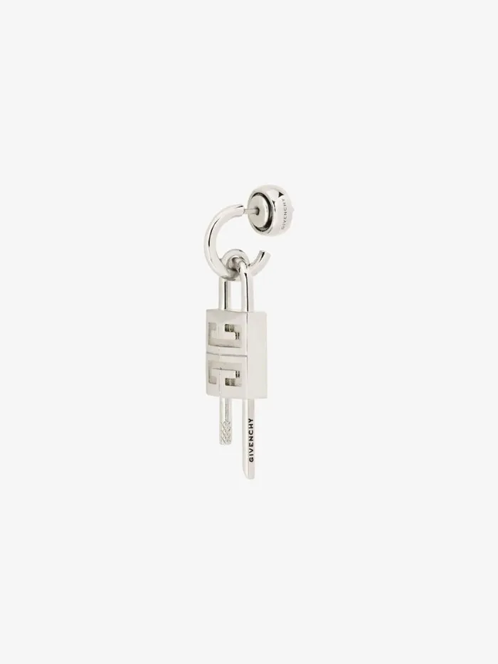 Men Jewelry Givenchy Lock Earring In Metal Silvery Men Jewelry Givenchy Lock Earring In Metal Silvery