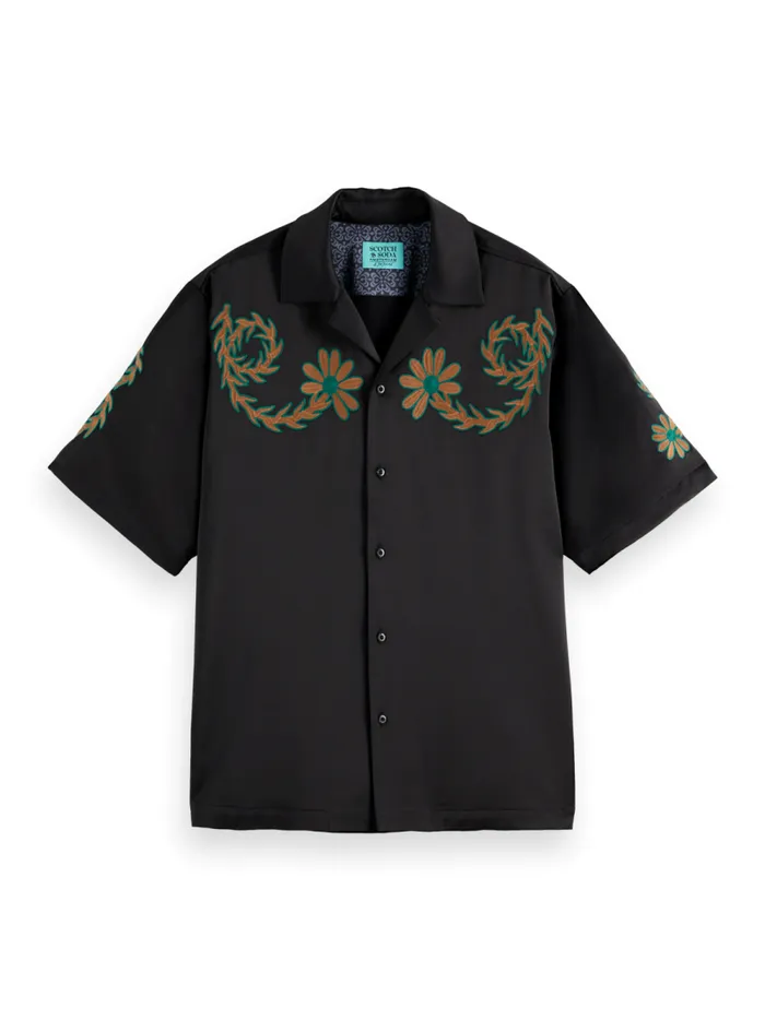 Men JOE JONAS X SCOTCH SODA EMBROIDERY SATEEN SS SHIRT Black Scotch and Soda Shirts