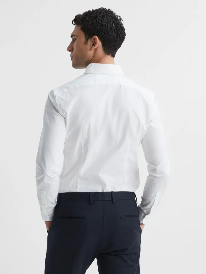Men Kiana Cotton Stretch Poplin Slim Fit Shirt White Reiss Shirts