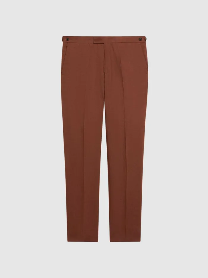 Men Kin Linen Formal Trousers Airforce Blue Reiss Suits and Tailoring