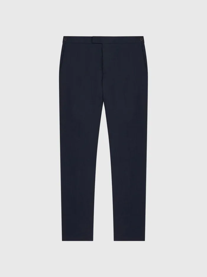 Men Kin Linen Formal Trousers Navy Reiss Trousers