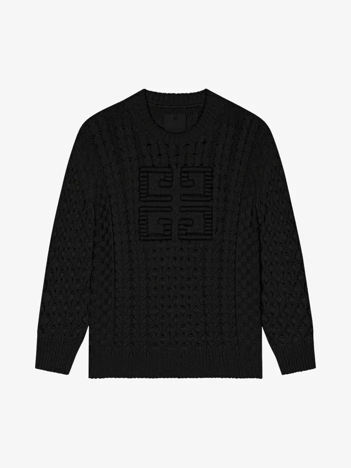 Men Knitwear Givenchy 4G Cableknit Sweater Black
