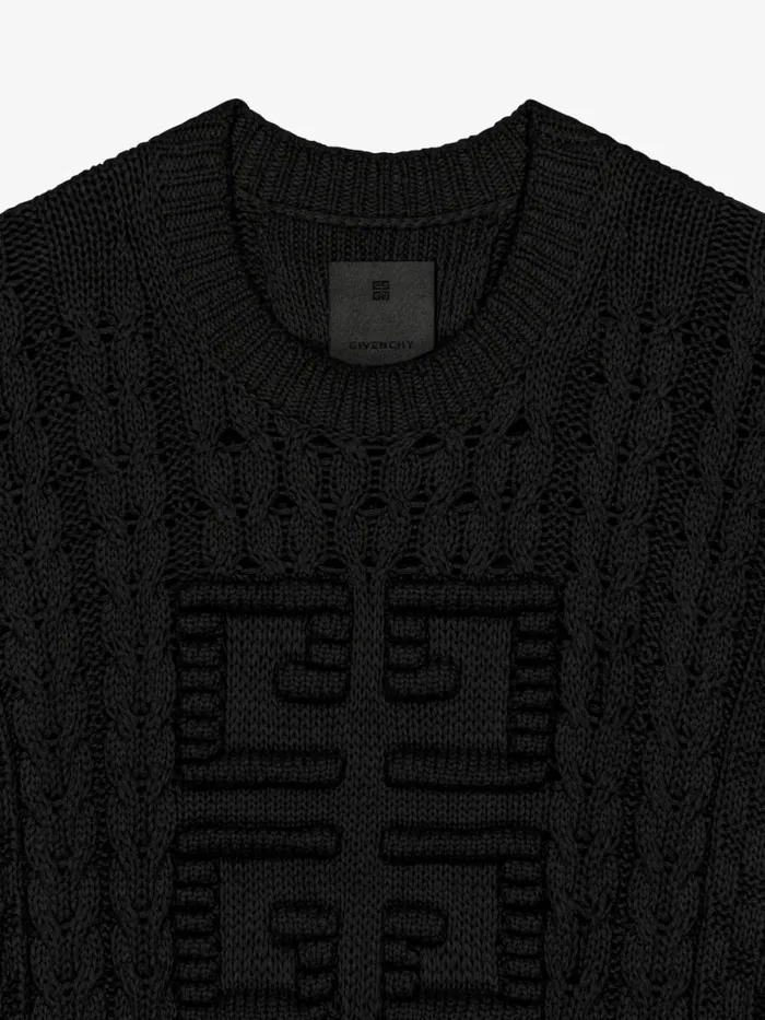 Men Knitwear Givenchy 4G Cableknit Sweater Black