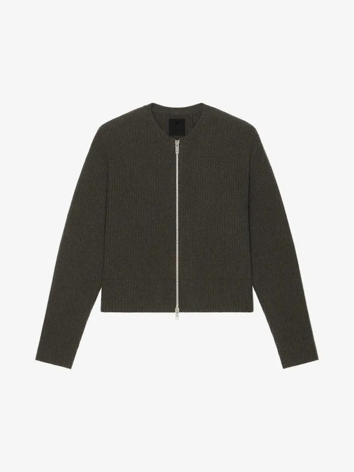 Men Knitwear Givenchy Oversized Cardigan In Wool With Front Zip Military Green