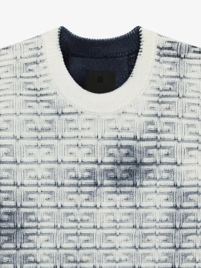 Men Knitwear Givenchy Sweater In 4G Wool With Overdyed Effect Blackwhite
