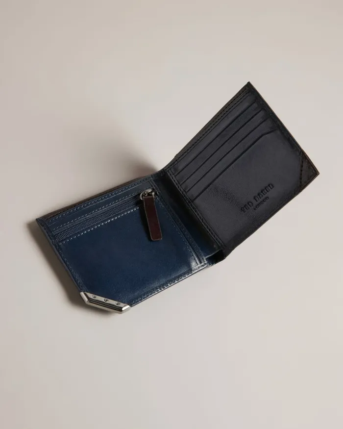 Men KORNERR 8211 Metal Corner Bifold Coin Wallet Navy Ted Baker Wallets and Cardholders