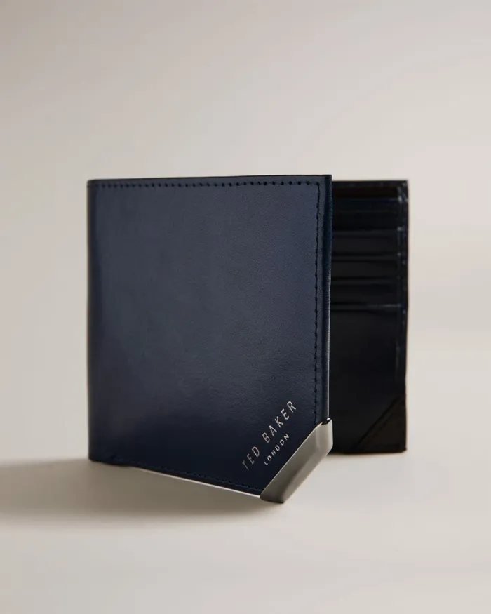 Men KORNERR 8211 Metal Corner Bifold Coin Wallet Navy Ted Baker Wallets and Cardholders