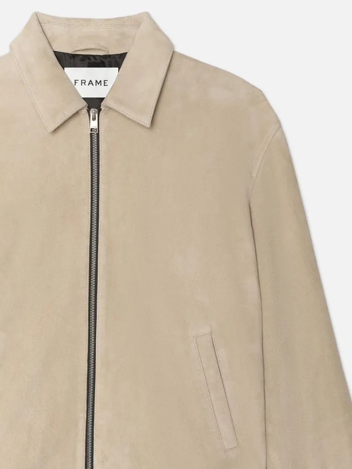 Men Leather and Suede FRAME Clean Suede Jacket 8212 Smoke Beige Men Leather and Suede FRAME Clean Suede Jacket 8212 Smoke Beige