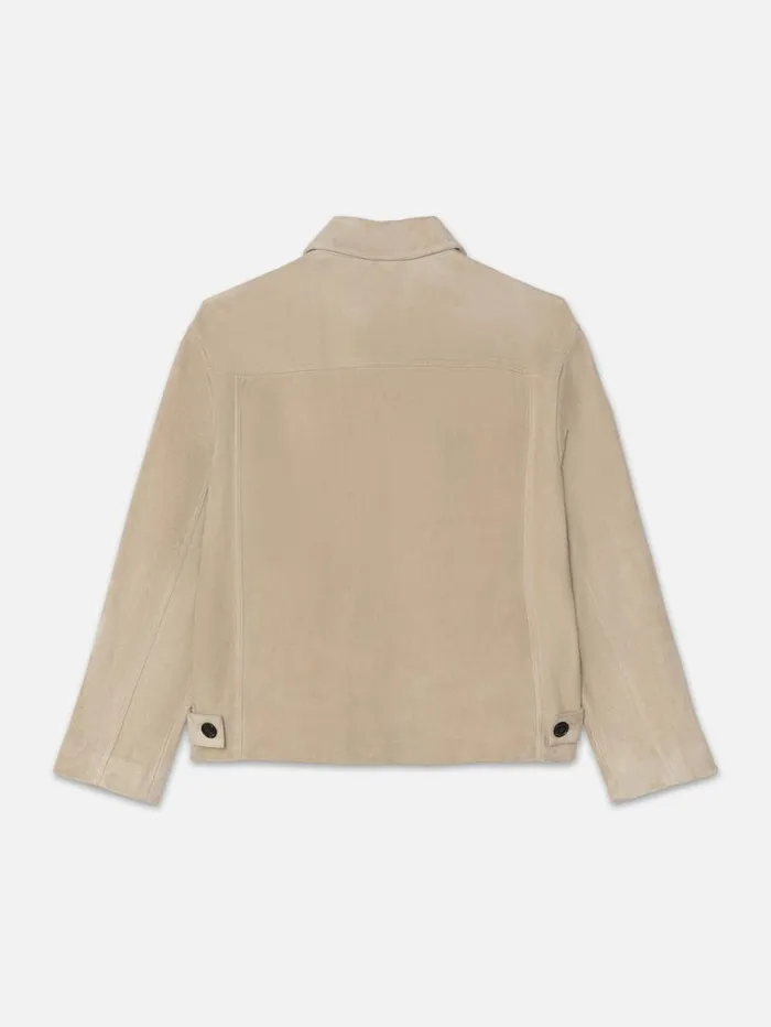 Men Leather and Suede FRAME Clean Suede Jacket 8212 Smoke Beige Men Leather and Suede FRAME Clean Suede Jacket 8212 Smoke Beige
