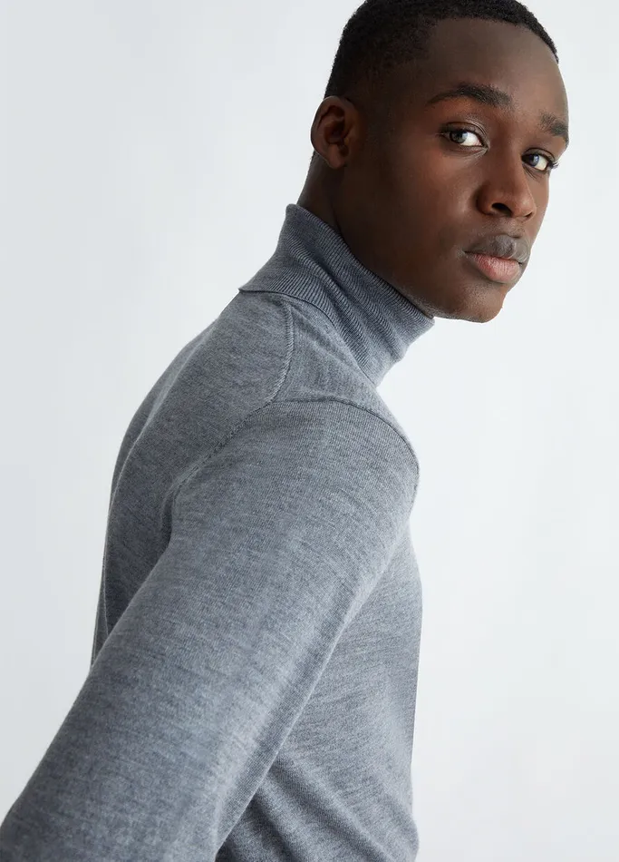 Men Liujo Knitwear Grey Wool Turtleneck