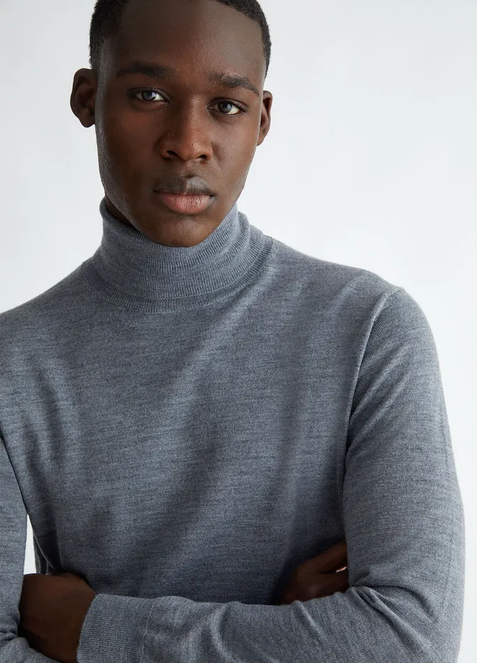 Men Liujo Knitwear Grey Wool Turtleneck