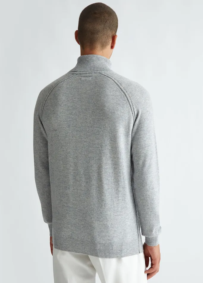 Men Liujo Knitwear Wool And Cashmere Turtleneck Light Grey Melange