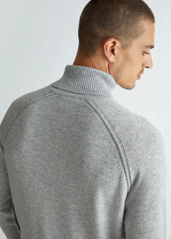 Men Liujo Knitwear Wool And Cashmere Turtleneck Light Grey Melange