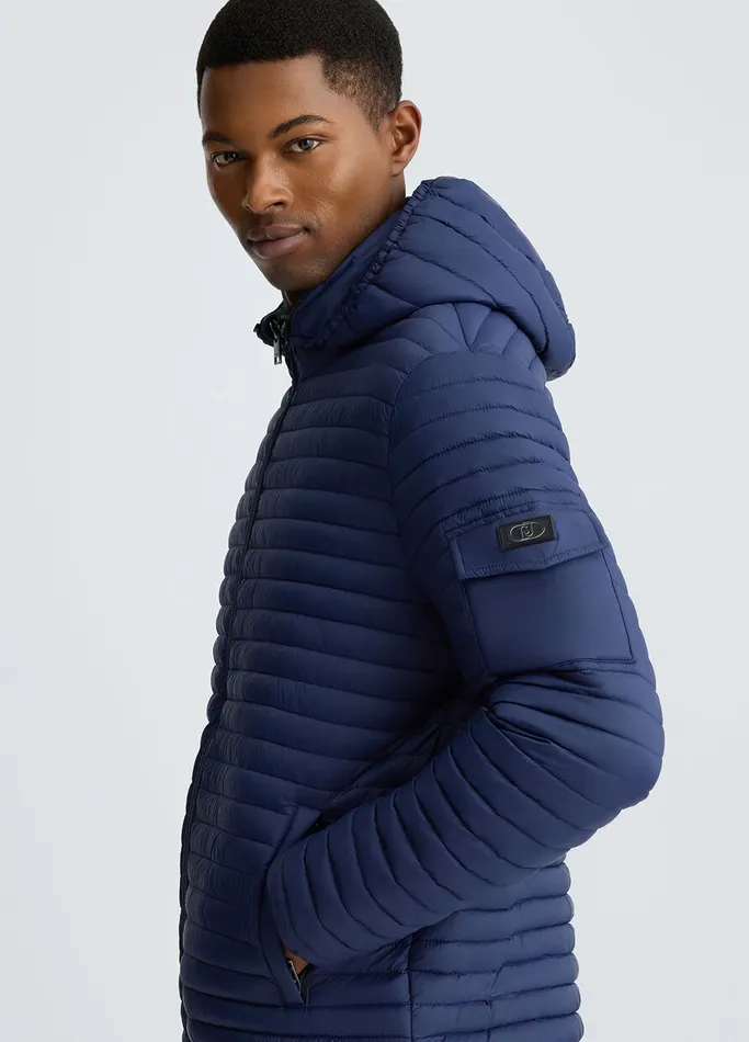 Men Liujo Outerwear Jacket With Detachable Hood Blue
