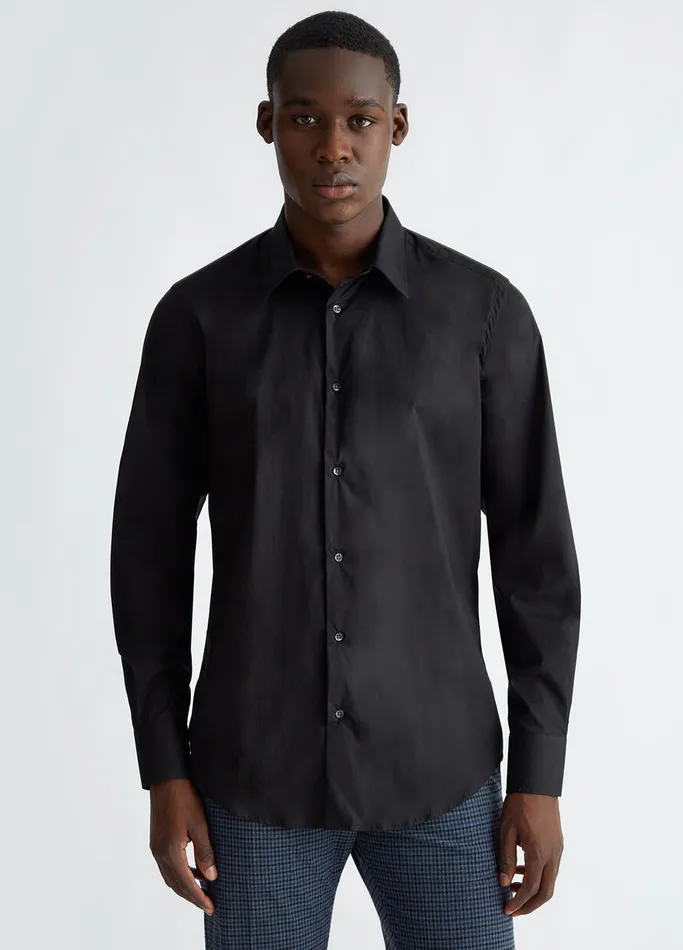 Men Liujo Shirts Black Poplin Shirt