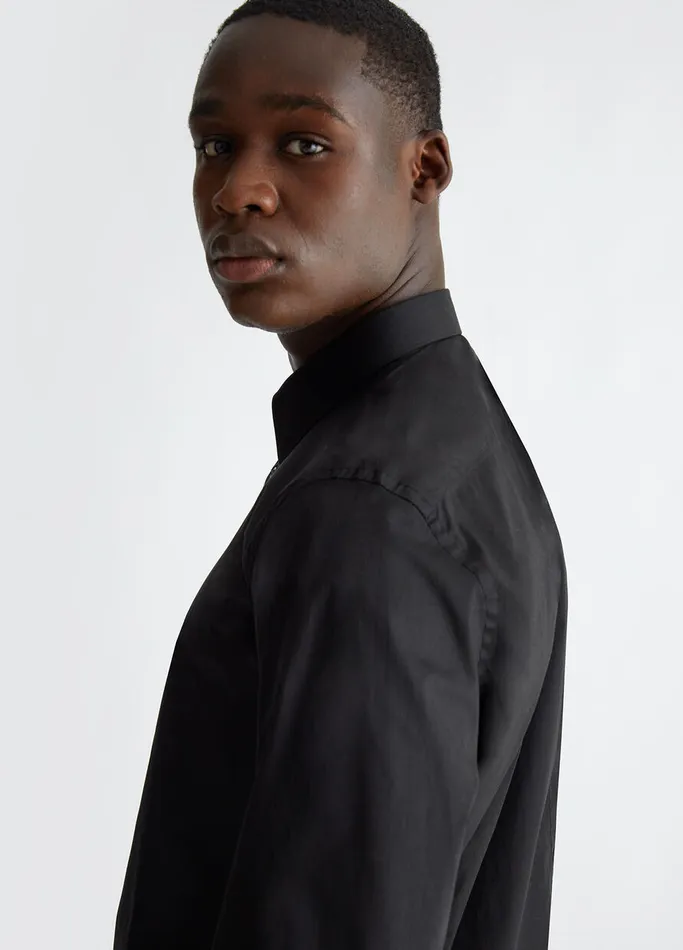 Men Liujo Shirts Black Poplin Shirt