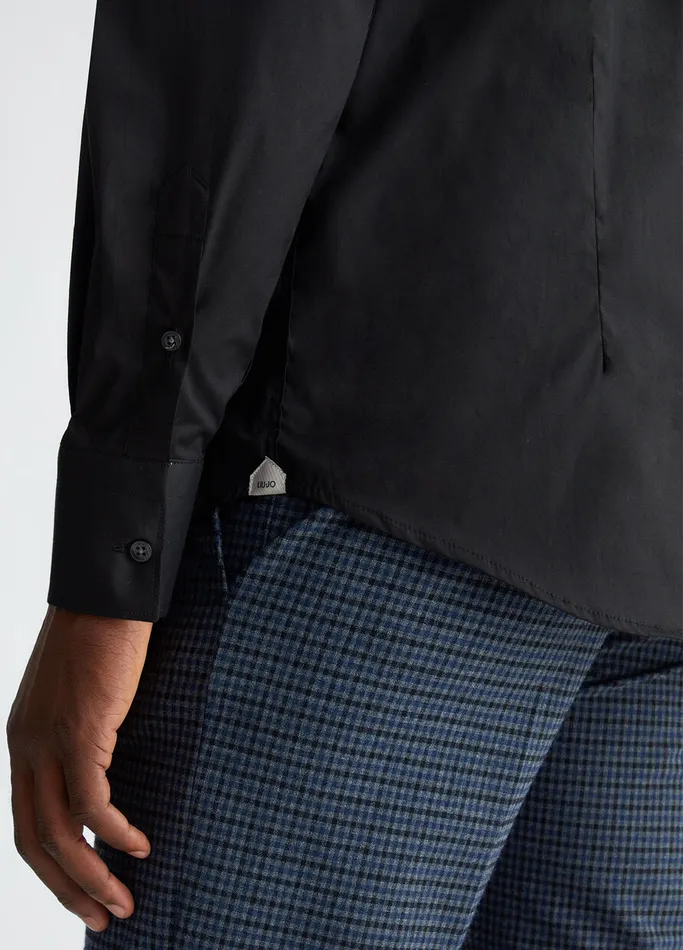 Men Liujo Shirts Black Poplin Shirt