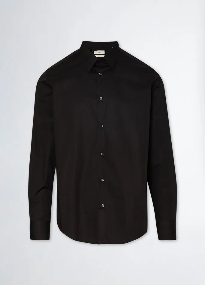 Men Liujo Shirts Black Poplin Shirt