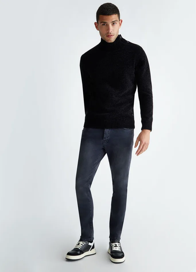 Men Liujo Skinny Jeans Black Denim