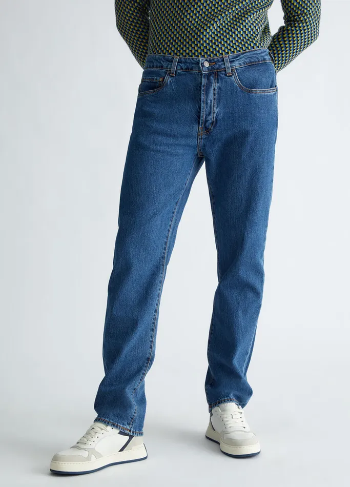 Men Liujo Straight Fit Jeans Blue Denim
