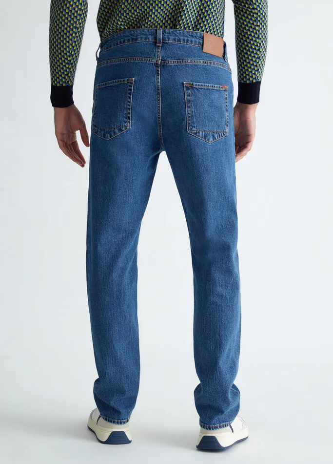 Men Liujo Straight Fit Jeans Blue Denim