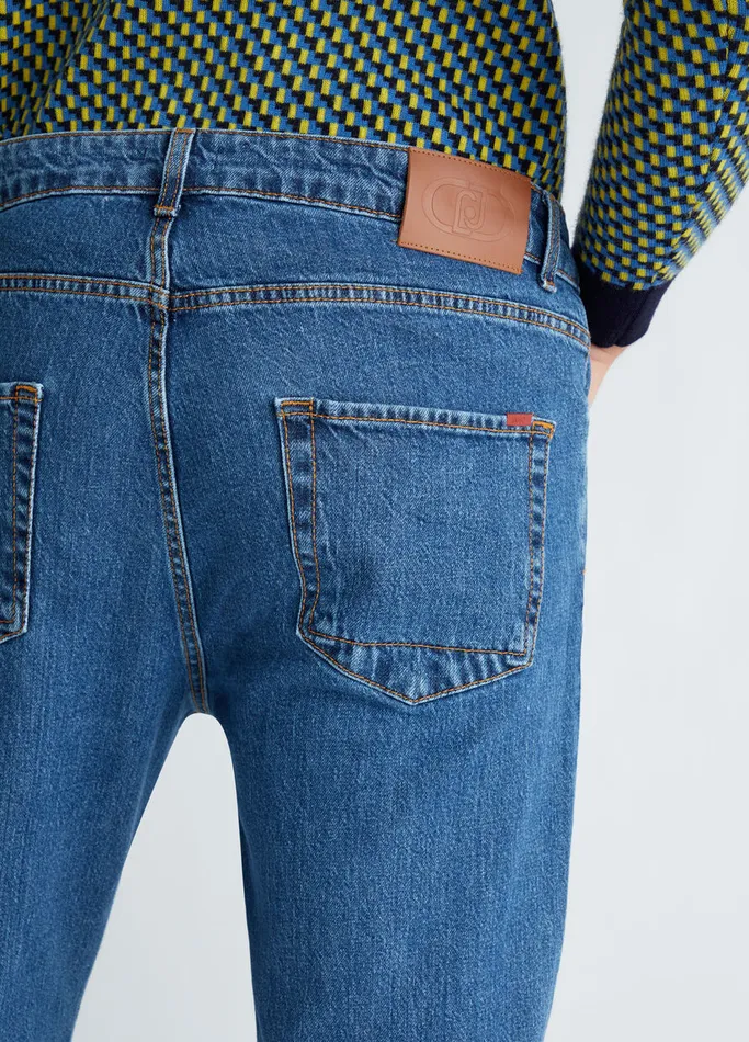 Men Liujo Straight Fit Jeans Blue Denim