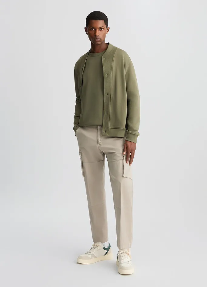 Men Liujo Sweaters Fleece Cardigan Olive Green