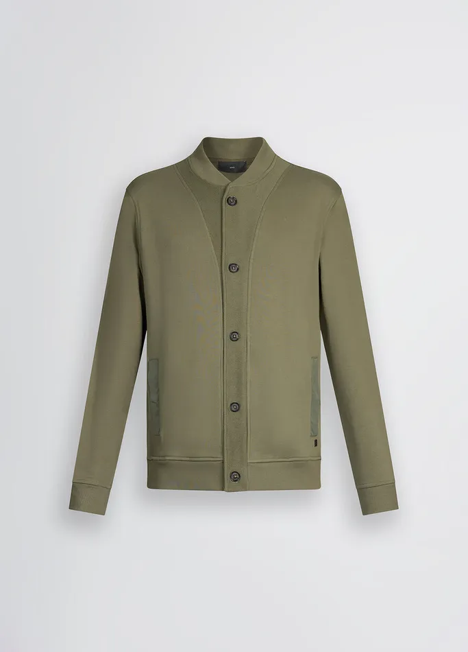 Men Liujo Sweaters Fleece Cardigan Olive Green