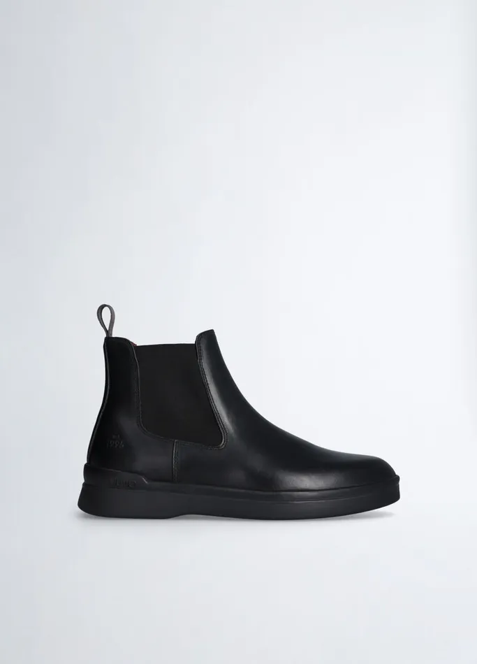 Men Liujo Trainers Black Leather Beatle Boots