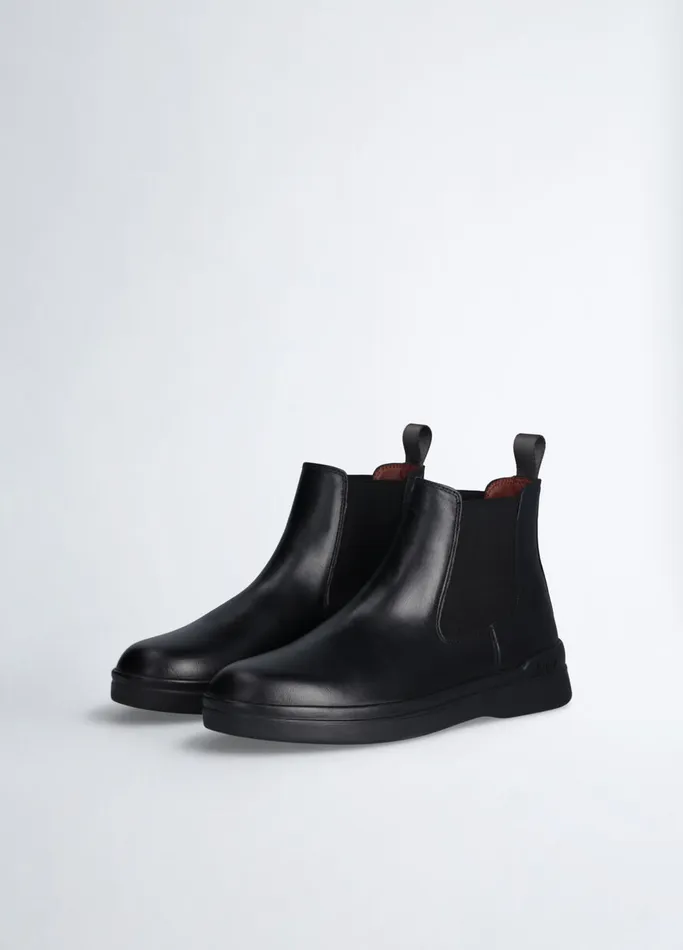 Men Liujo Trainers Black Leather Beatle Boots