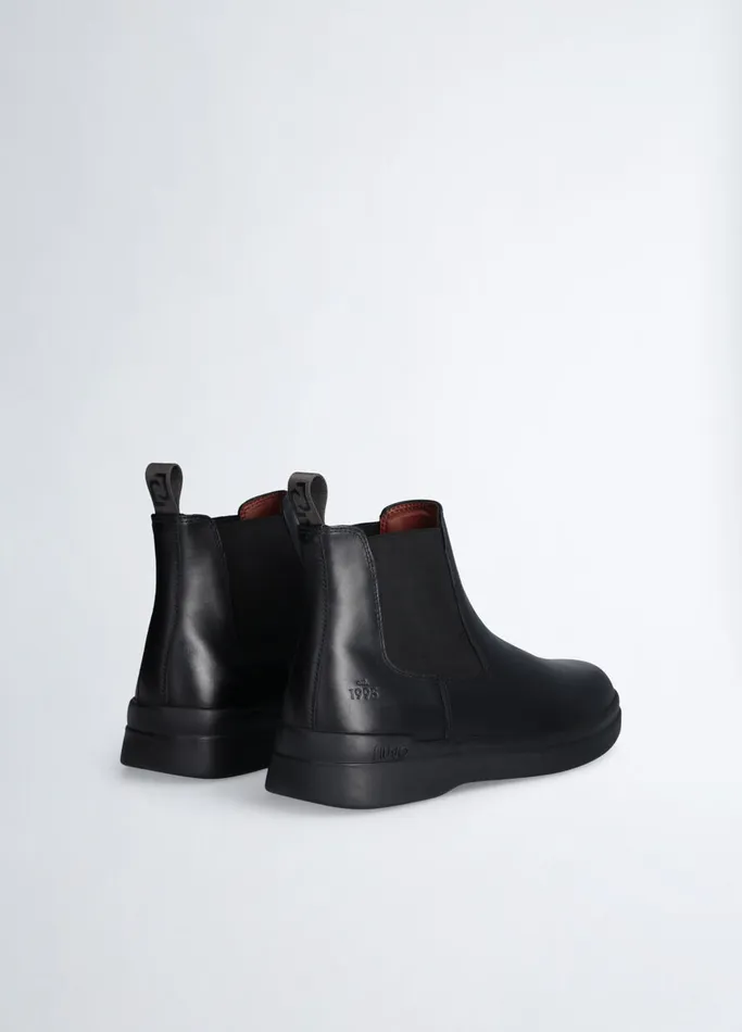 Men Liujo Trainers Black Leather Beatle Boots