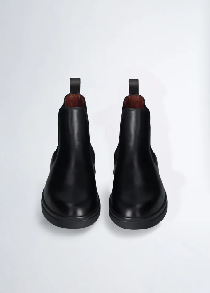 Men Liujo Trainers Black Leather Beatle Boots