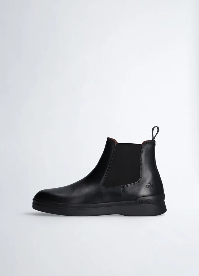 Men Liujo Trainers Black Leather Beatle Boots
