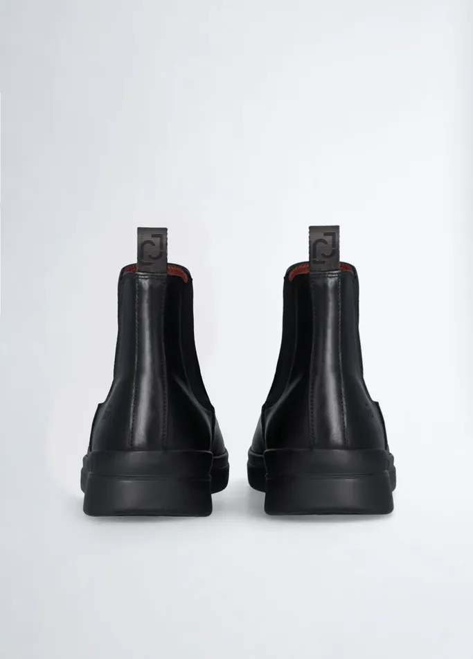 Men Liujo Trainers Black Leather Beatle Boots