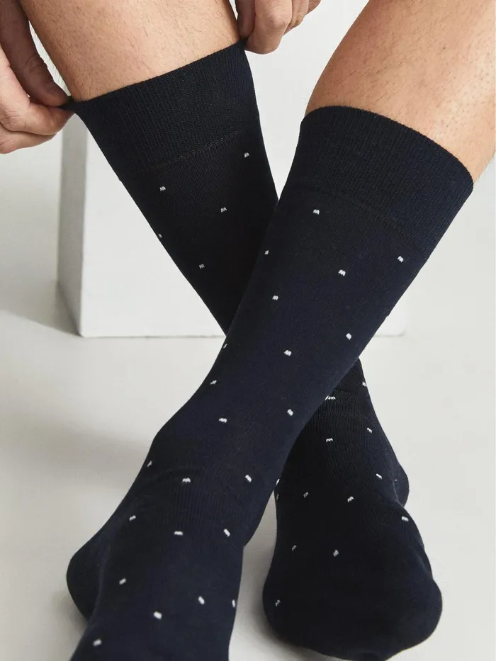 Men Mario Spot Polka Dot Socks Navy Reiss Socks and Underwear