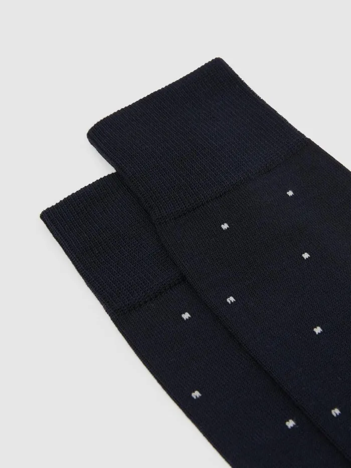 Men Mario Spot Polka Dot Socks Navy Reiss Socks and Underwear