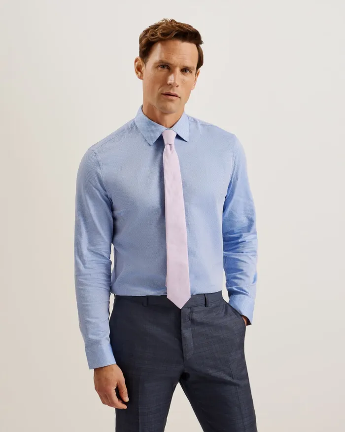 Men MEADS 8211 Silk Linen Blend Tie Lilac Ted Baker Ties and Bowties