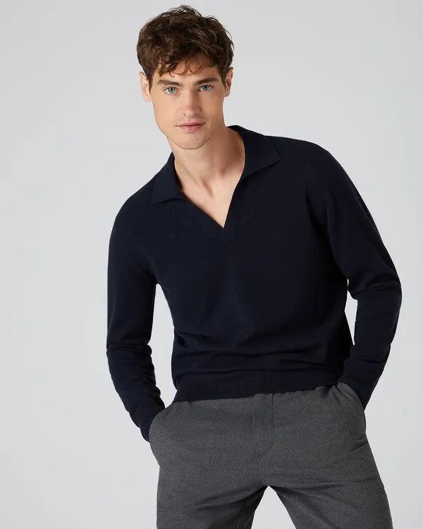 Men Men039s Cashmere Polo SweaterIn Navy Blue Navy Blue NPeal Polos and Tshirts