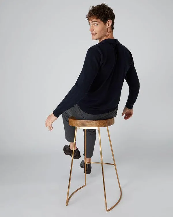 Men Men039s Cashmere Polo SweaterIn Navy Blue Navy Blue NPeal Polos and Tshirts