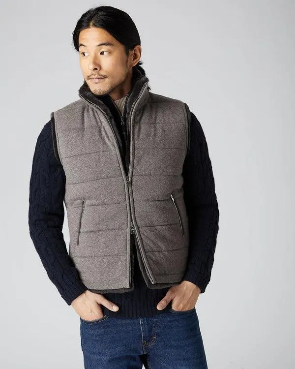 Men Men039s Fur Lined GiletIn Taupe Brown Taupe Brown NPeal Gilets and Waistcoats