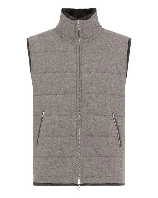 Men Men039s Fur Lined GiletIn Taupe Brown Taupe Brown NPeal Gilets and Waistcoats