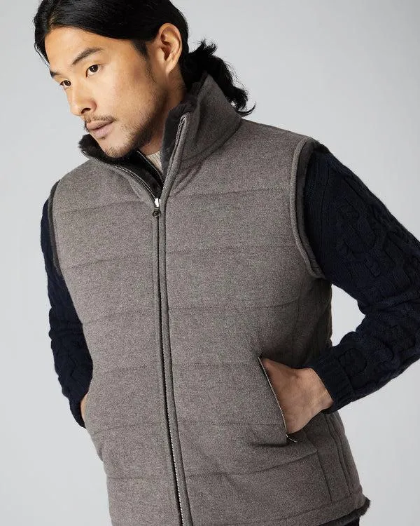 Men Men039s Fur Lined GiletIn Taupe Brown Taupe Brown NPeal Gilets and Waistcoats