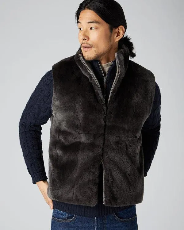 Men Men039s Fur Lined GiletIn Taupe Brown Taupe Brown NPeal Gilets and Waistcoats