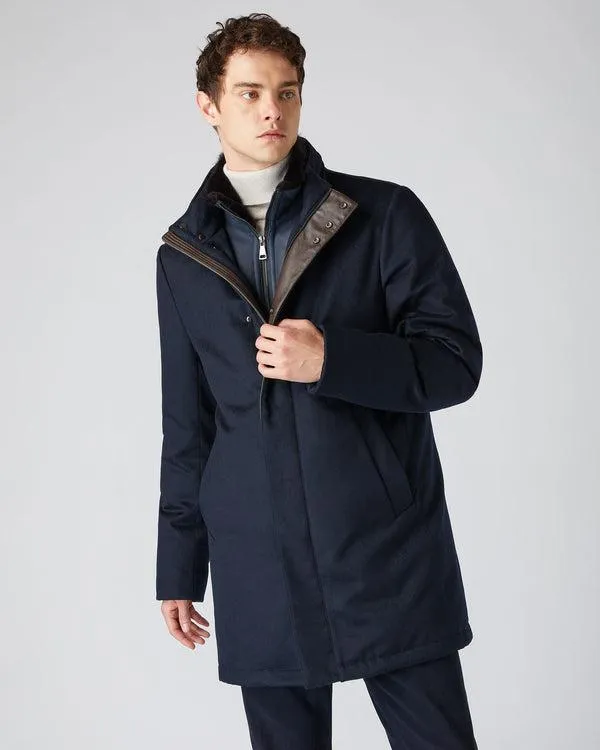 Men Men039s Fur Trim Woven ParkaIn Navy Blue Navy Blue NPeal Coats and Jackets