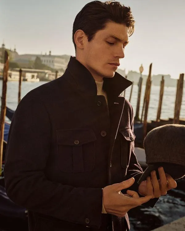 Men Men039s Woven Cashmere JacketIn Navy Blue Navy Blue NPeal Coats and Jackets