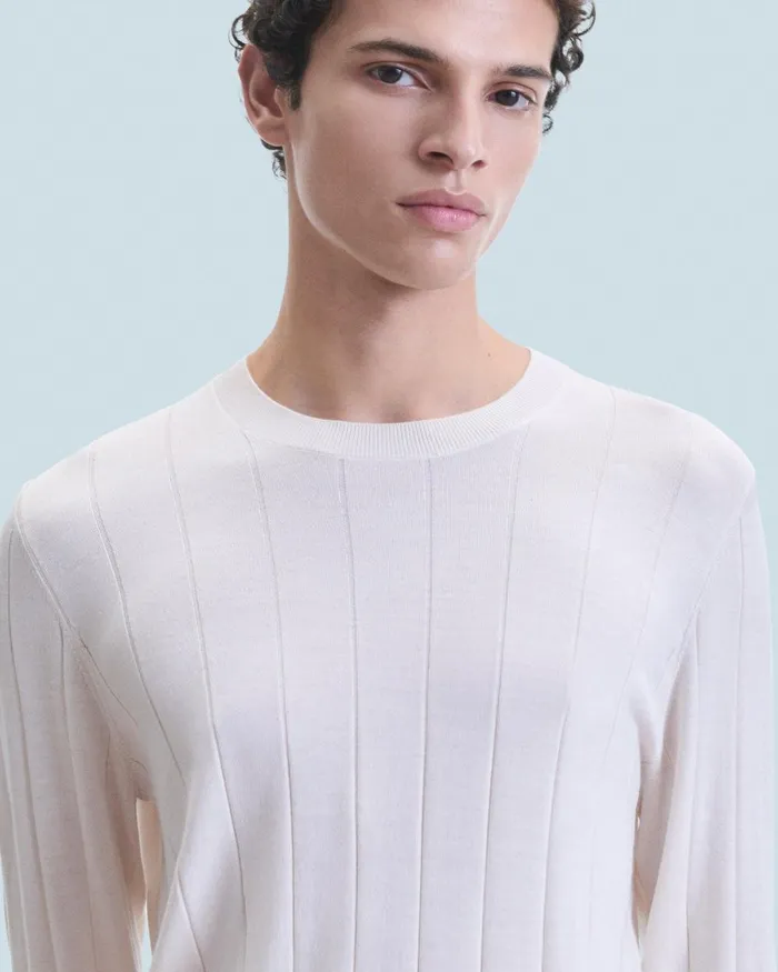 Men Merino Wool Sweaters From Future Crew Neck Sweater Sand