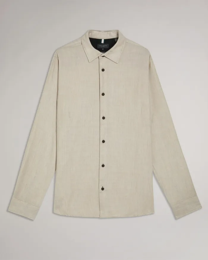 Men NARNI 8211 Lightweight Twill Flannel Shirt Stone Ted Baker Shirts