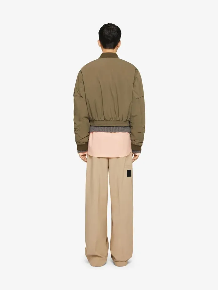 Men Outerwear and Blousons Givenchy Cropped Bomber Jacket In Cotton Olive Green
