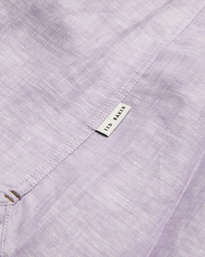 Men PALOMAS 8211 Short Sleeve Linen Cotton Shirt Purple Ted Baker Shirts Men PALOMAS 8211 Short Sleeve Linen Cotton Shirt Purple Ted Baker Shirts