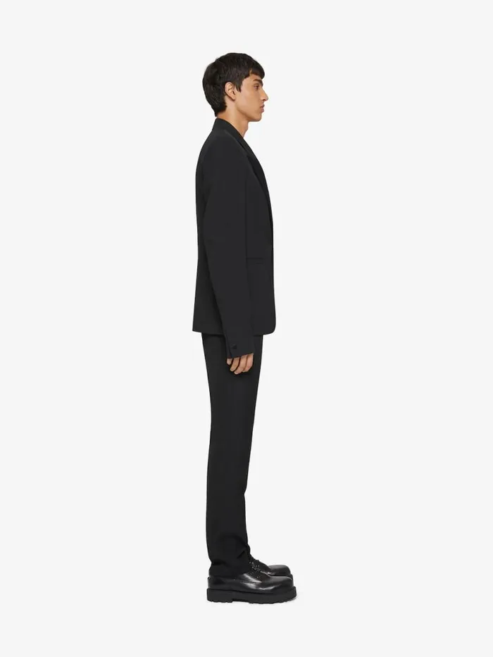 Men Pants and Shorts Givenchy Slim Fit Tailored Pants In Wool With Satin Waistband Black